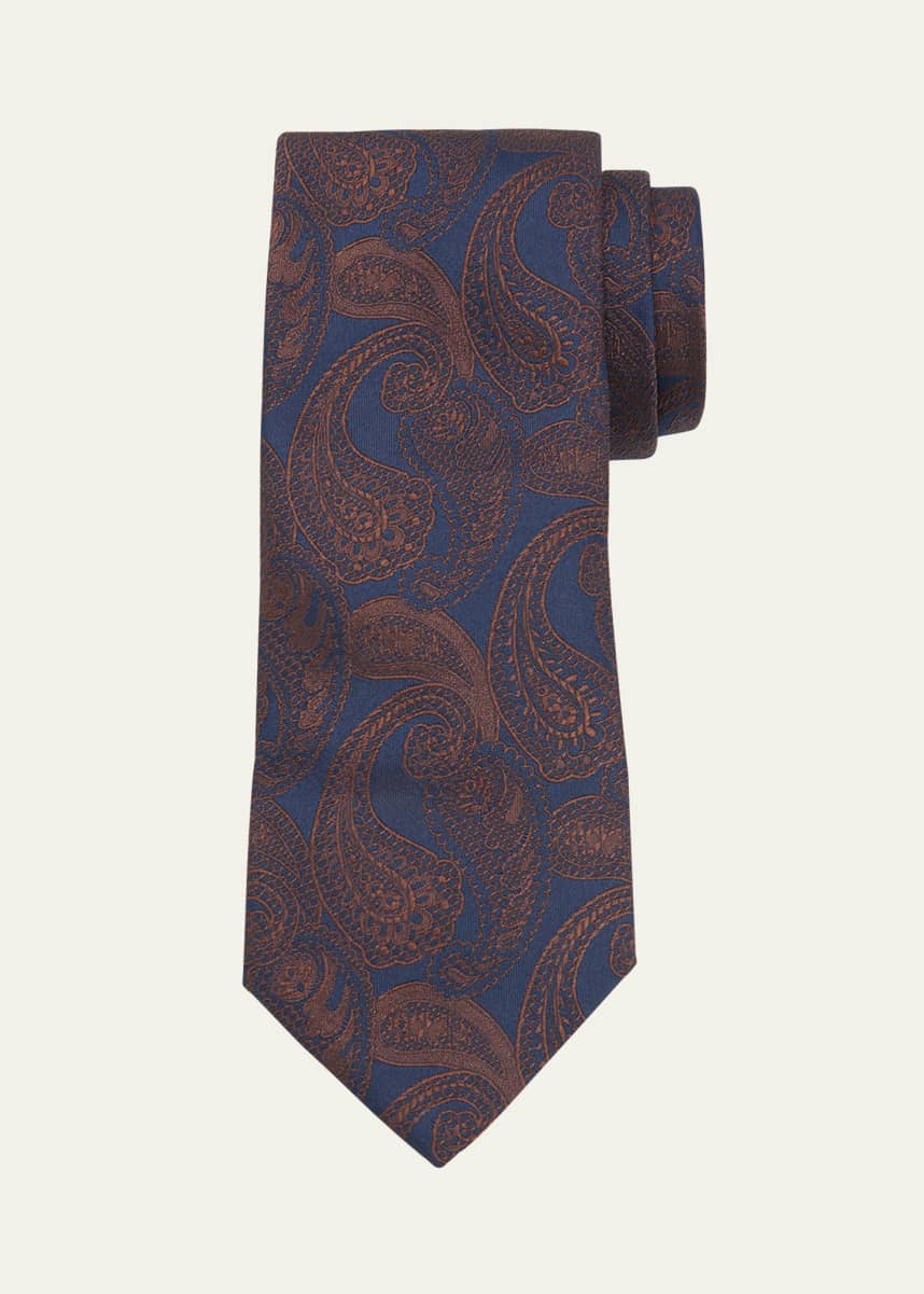 Brunello Cucinelli Men's Woven Paisley Silk Tie