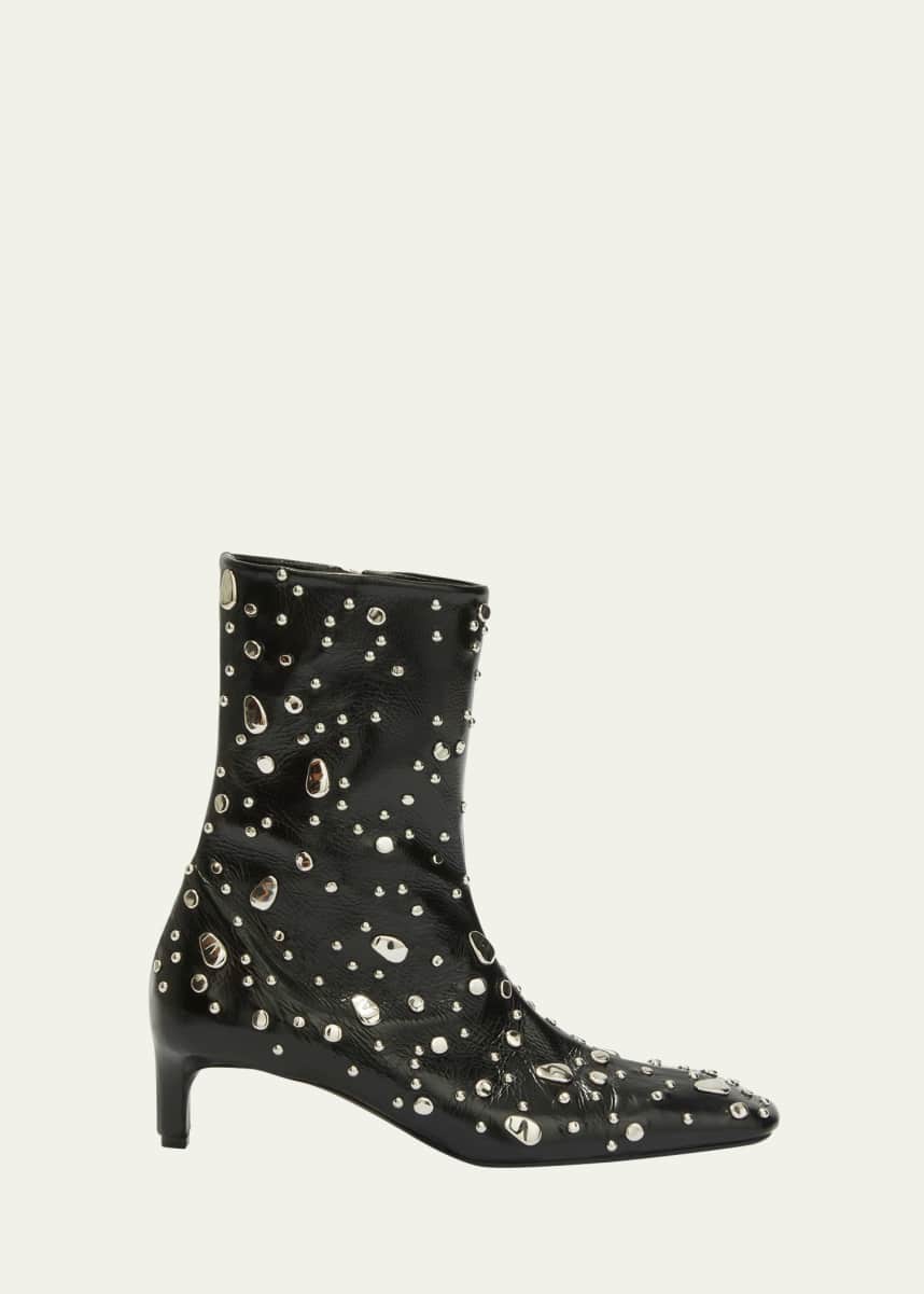 Jil Sander Studded Leather Kitten-Heel Booties