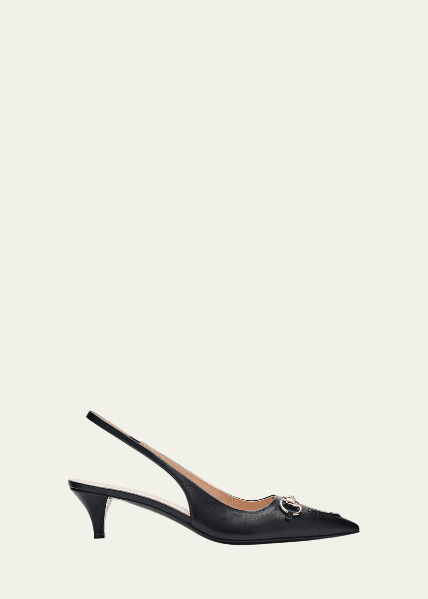 Gucci Erin Leather Horsebit Slingback Pumps