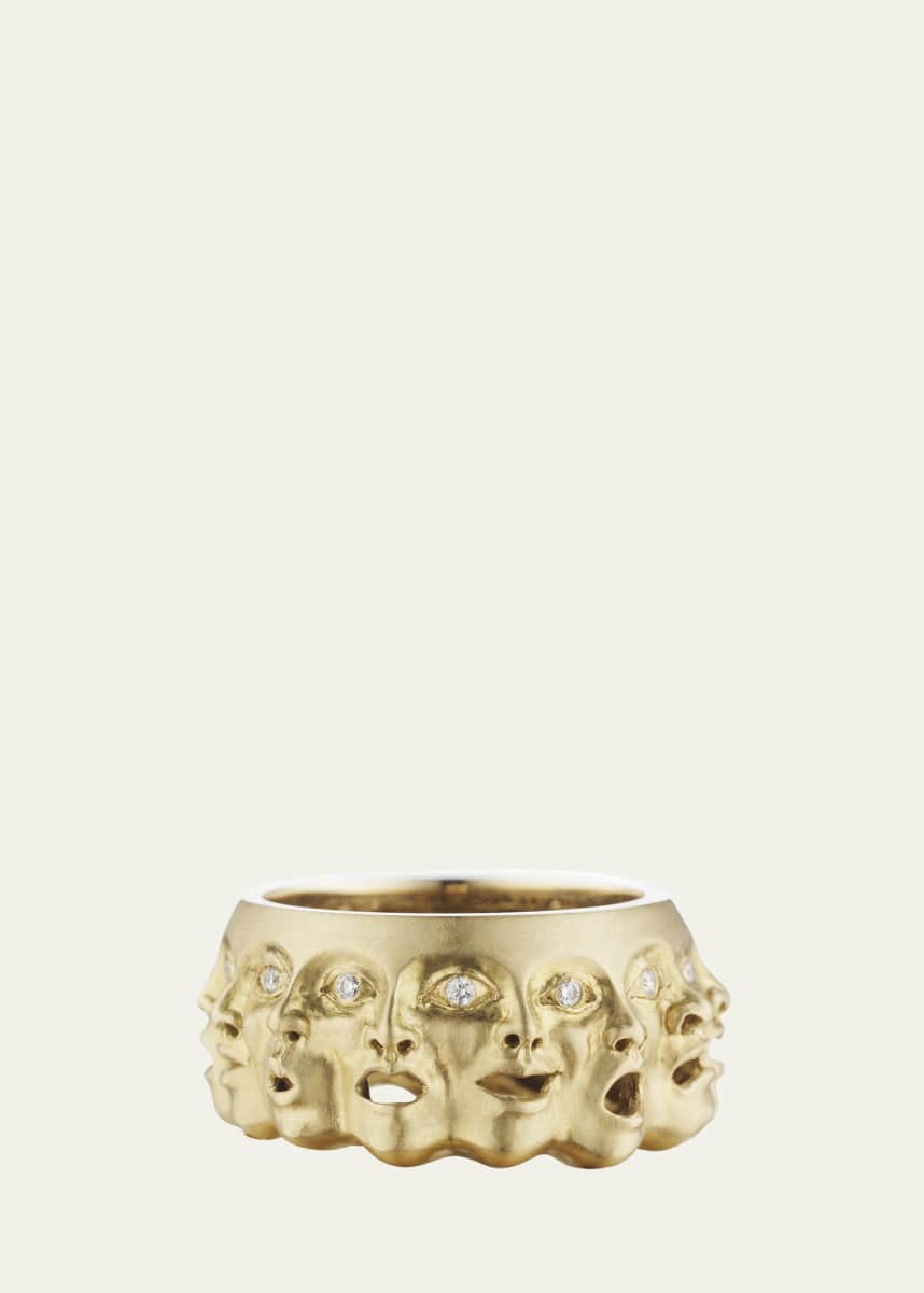 Anthony Lent 18K Yellow Gold Emotions Ring with Diamonds, Size 8
