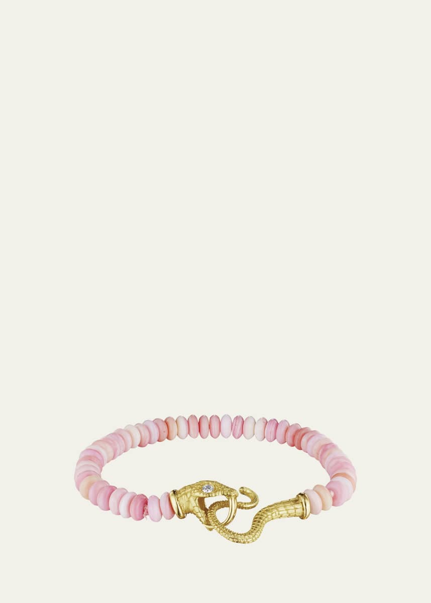 Anthony Lent 18K Yellow Gold Serpent Bracelet with Conch Shells and Diamonds