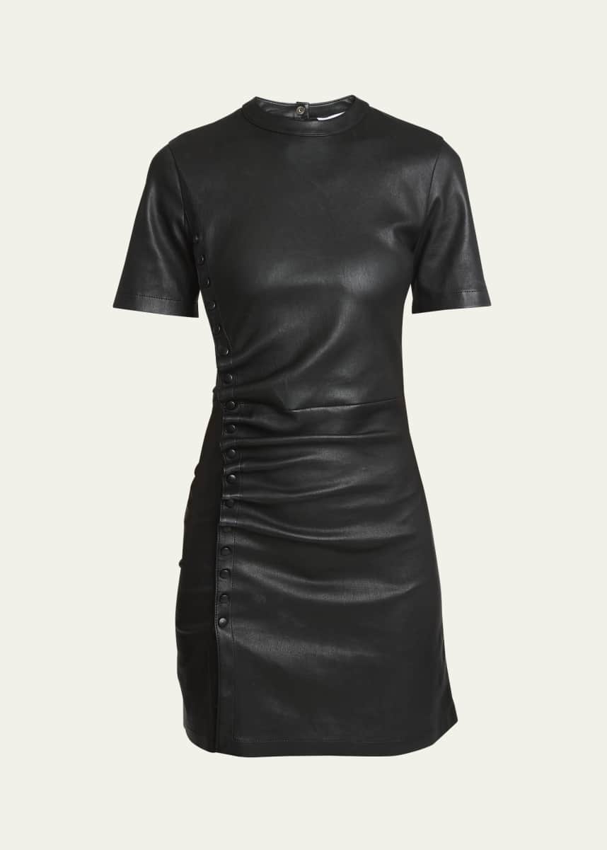 Rabanne Leather Side Snap Mini Dress