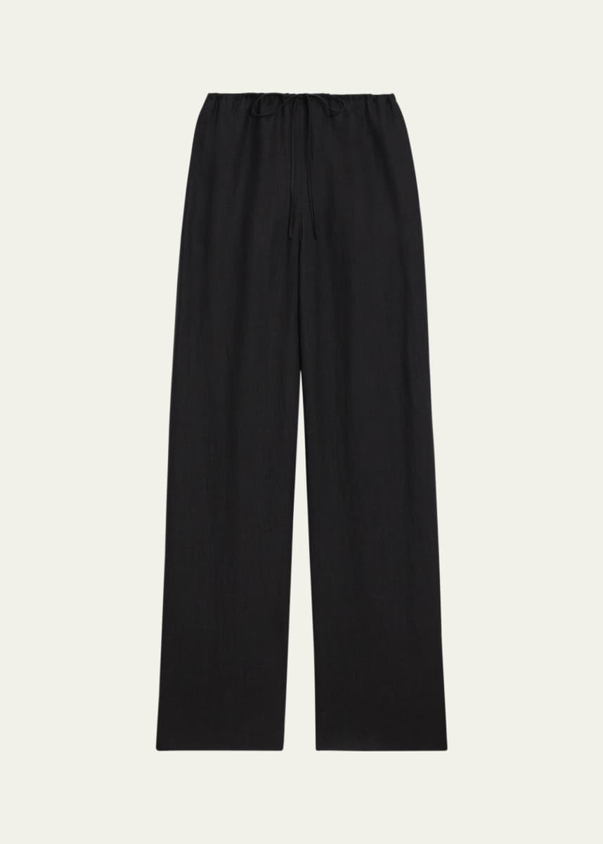 Theory Draped Hemp Drawstring Wide-Leg Pants