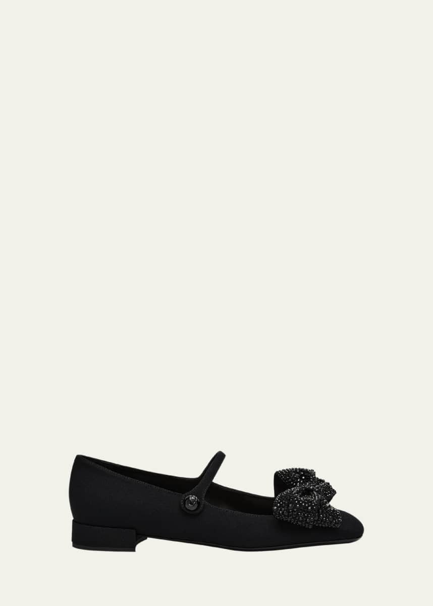 Valentino Garavani Crystal Bow Mary Jane Ballerina Flats