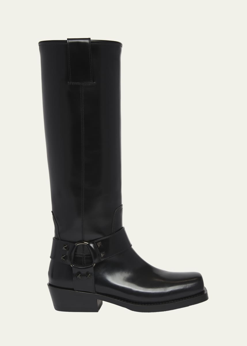 Valentino Garavani Rockstud Harness Biker Boots