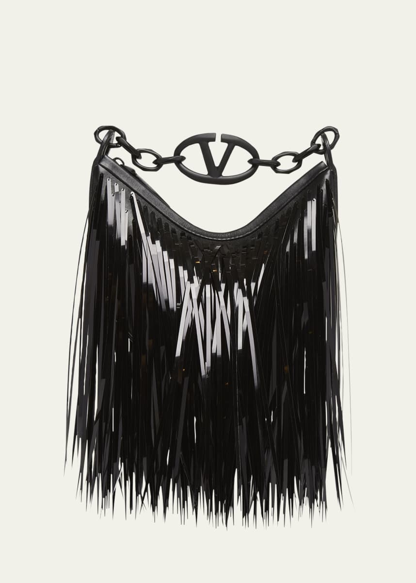 Valentino Garavani Mini Sequined Fringe Moon Hobo Bag