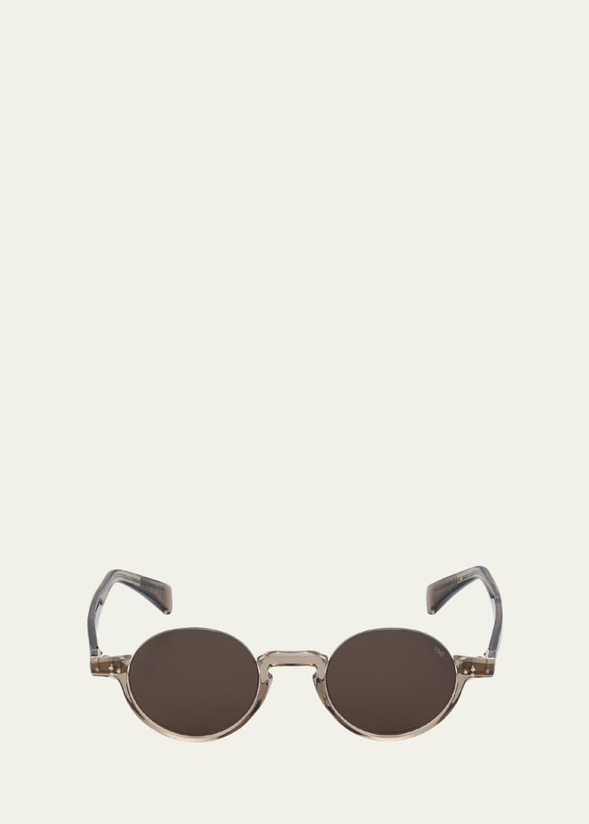 Eyevan Men's 792E Acetate Half-Rim Round Sunglasses