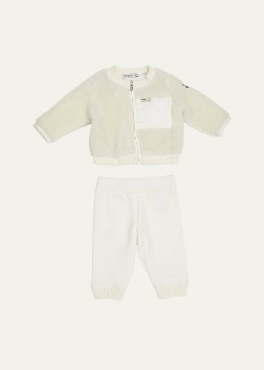 Moncler Girl's Plush Jacket & Sweatpants Set, Size 6M-3