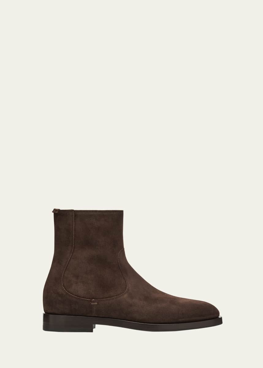 Brunello Cucinelli Men's Suede Side-Zip Ankle Boots
