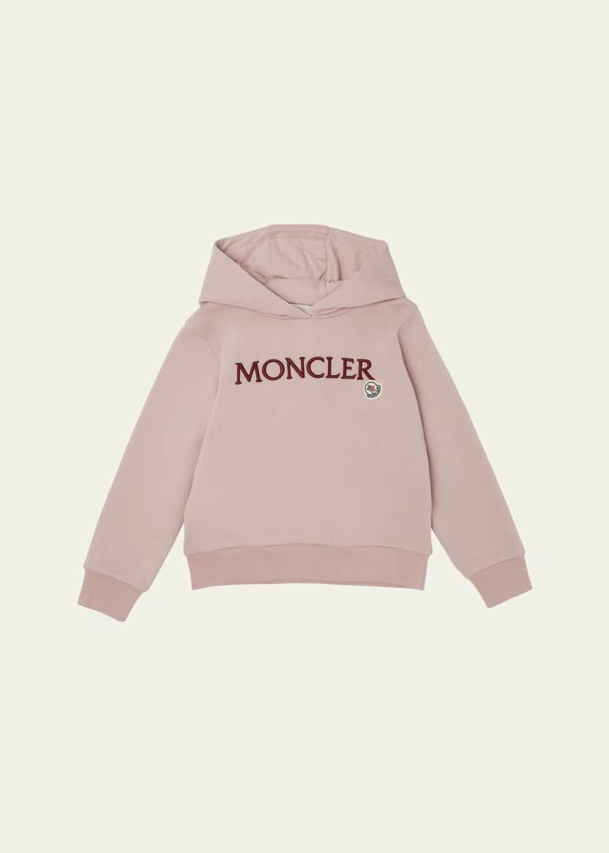 Moncler Girl's Embroidered Logo-Print Hoodie, Size 4-6