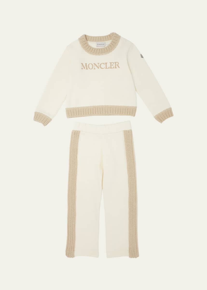 Moncler Girl's Embroidered Logo-Print Knit Trim Set, Size 4-6