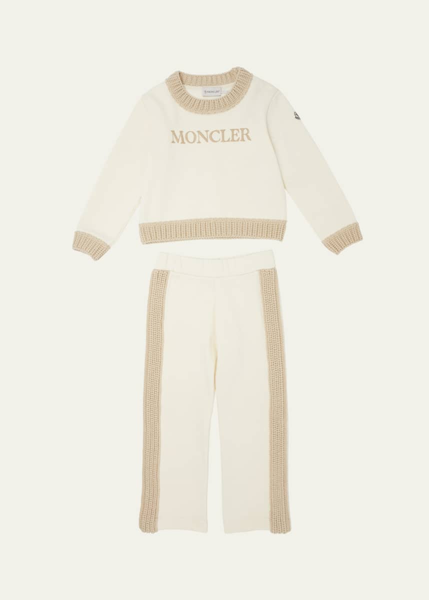Moncler Girl's Embroidered Logo-Print Knit Trim Set, Size 8-14