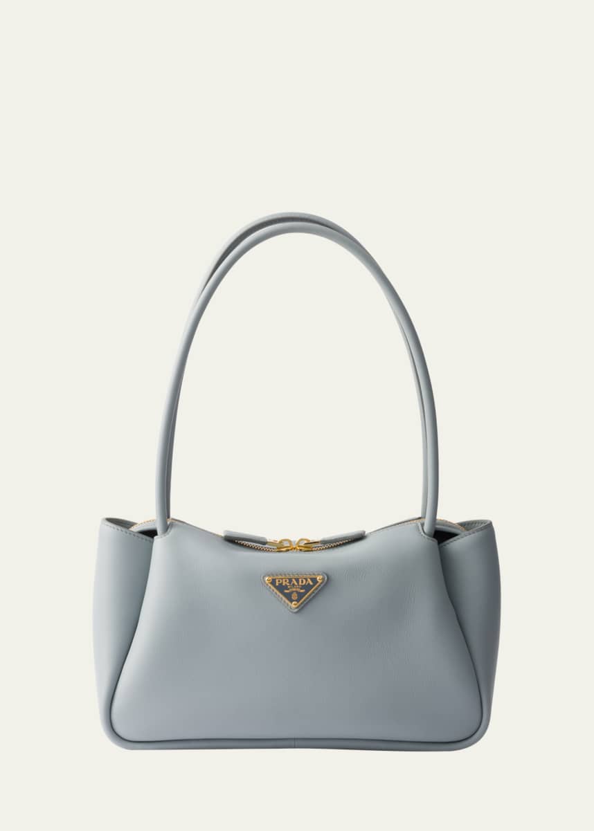 Prada Medium Zip Grain Leather Shoulder Bag