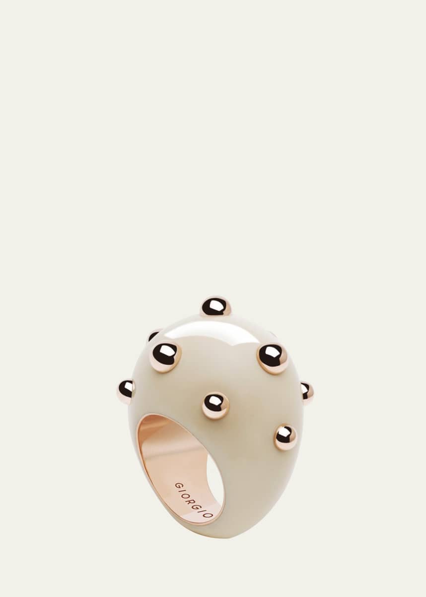 GIORGIO B Goccia Ring with Ivory Enamel in 18K Rose Gold