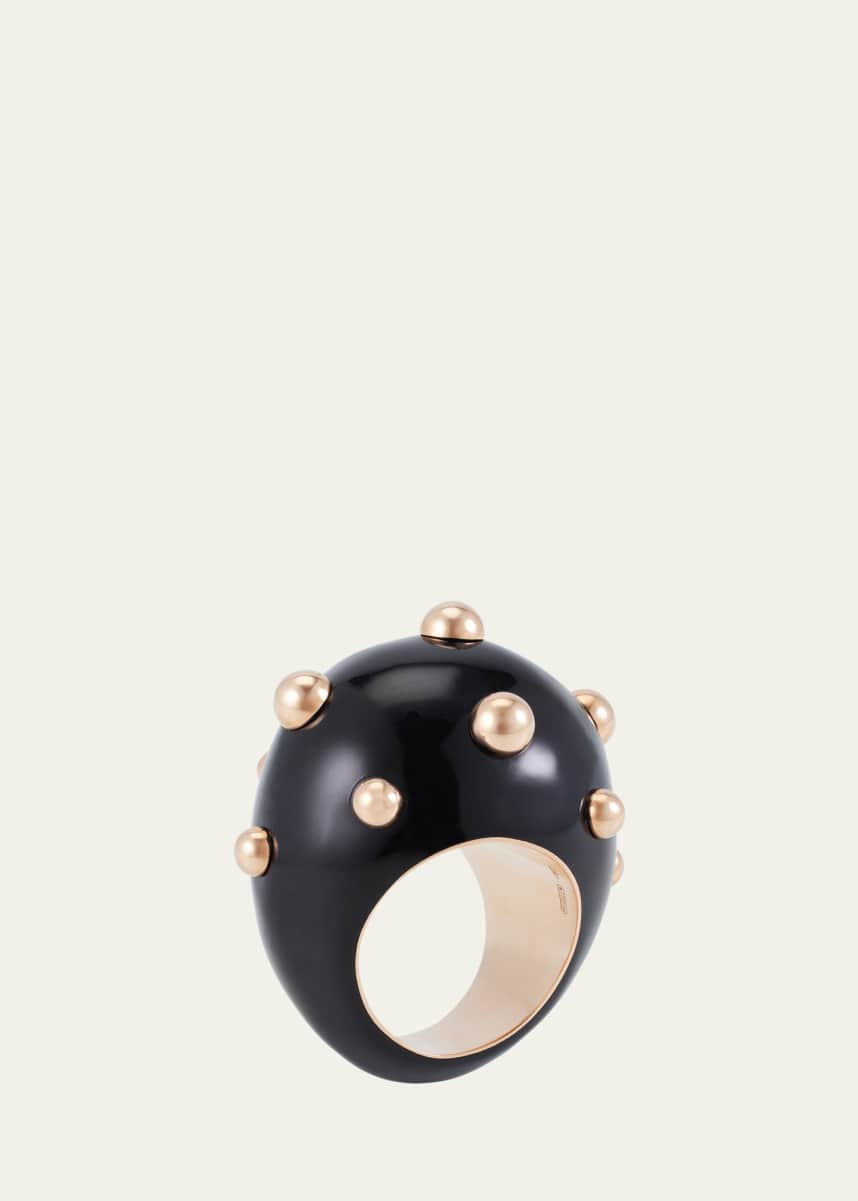 GIORGIO B Goccia Ring with Black Enamel in 18K Rose Gold