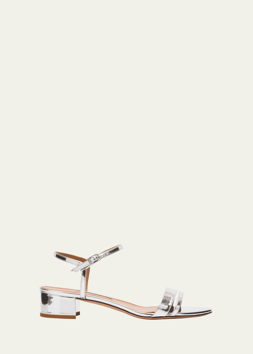 Emme Parsons Simple Metallic Ankle-Strap Sandals