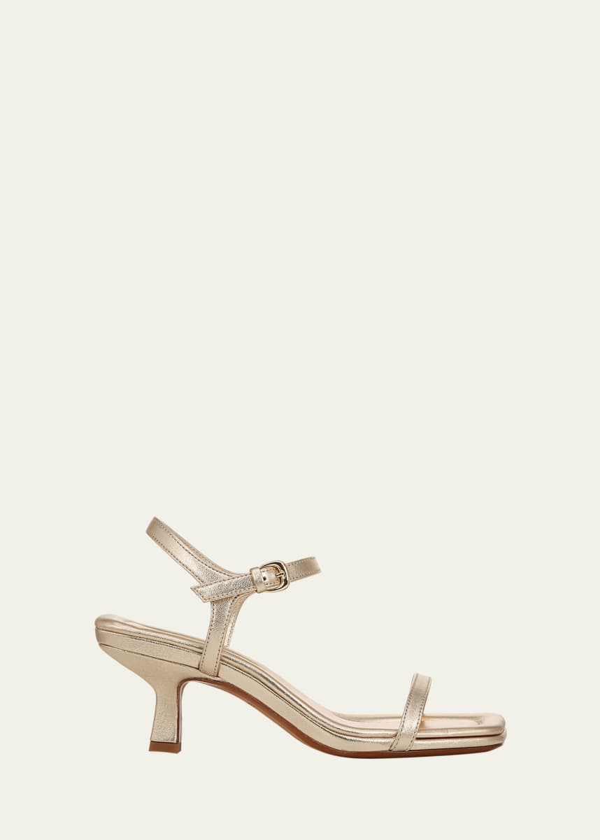 Vince Coco Metallic Leather Kitten-Heel Sandals