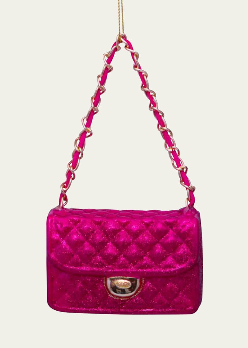 Vondels Raspberry Glitter Handbag Christmas Ornament