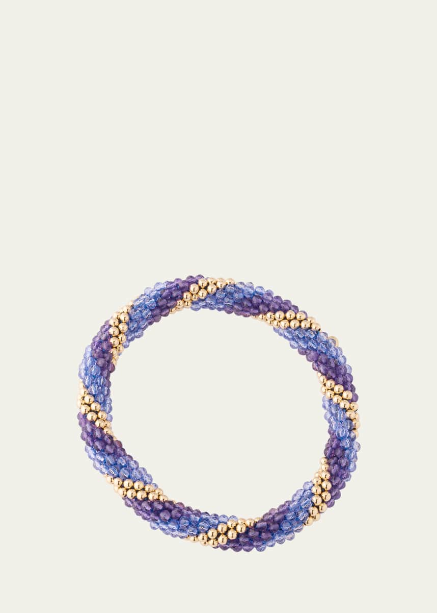 Meredith Frederick 14K Yellow Gold, Amethyst and Zircon Bead Bracelet