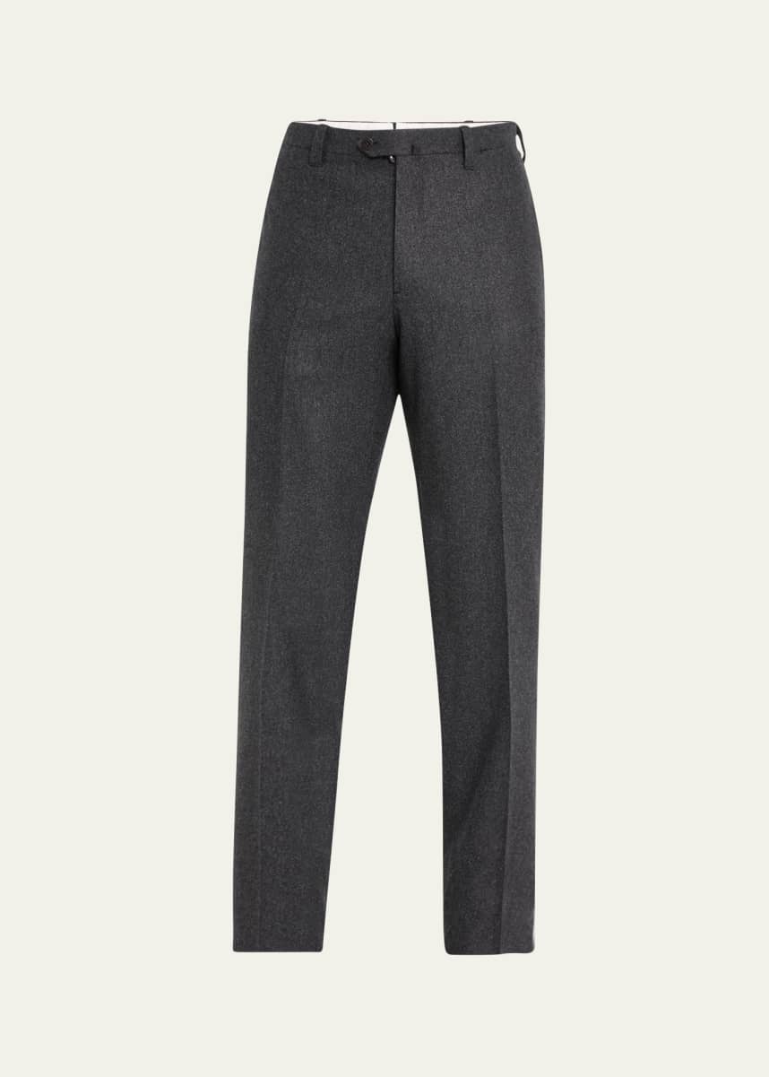 Cesare Attolini Men's Flat-Front Flannel Trousers
