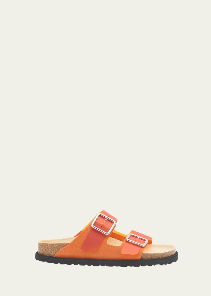 1774 Birkenstock Arizona Suede PVC Dual-Buckle Slide Sandals