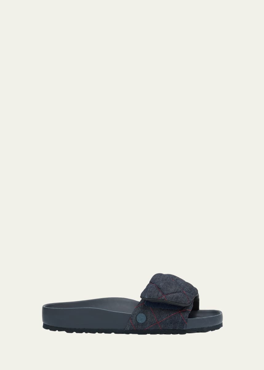 1774 Birkenstock Sylt Quilted Denim Slide Sandals