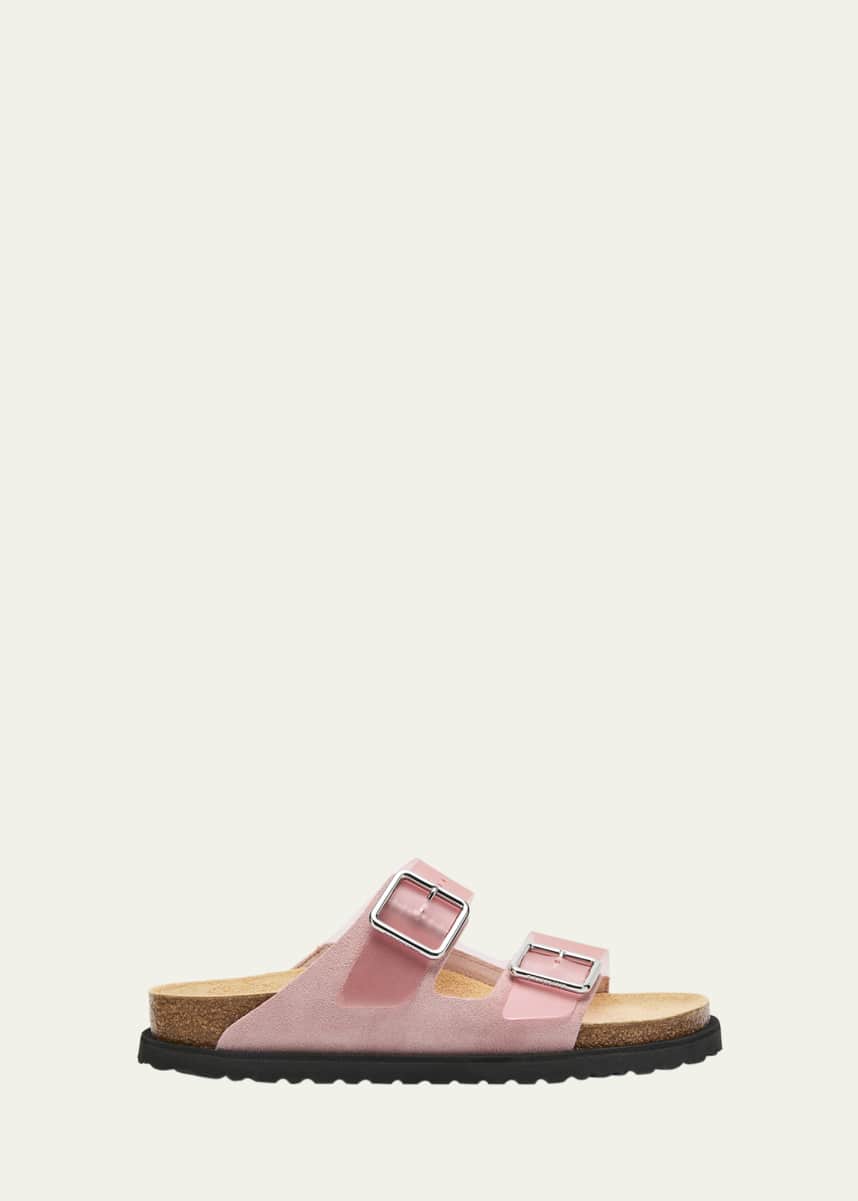 1774 Birkenstock Arizona Suede PVC Dual-Buckle Slide Sandals