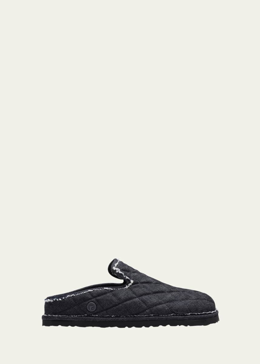 1774 Birkenstock Eliscu Quilted Denim Slide Mules