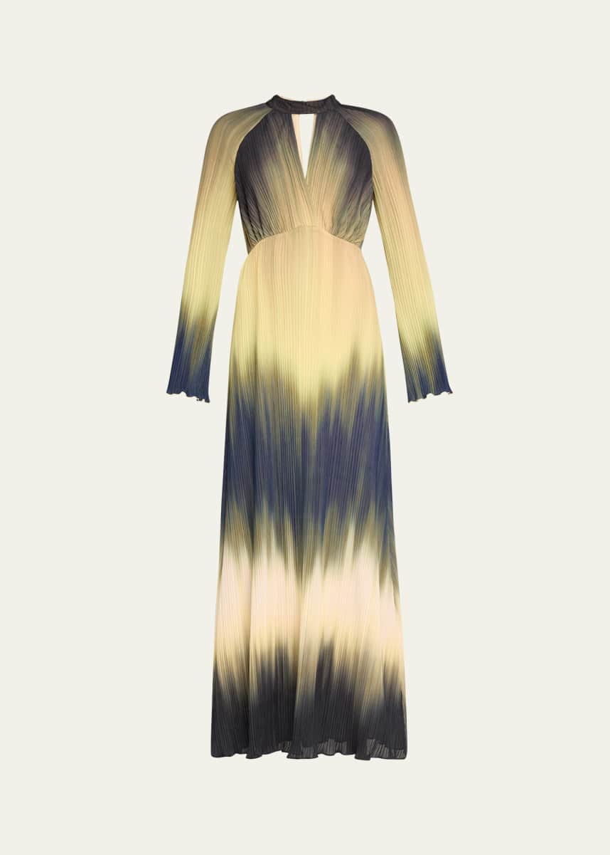 SIMKHAI Calina Ombre Long-Sleeve Midi Dress