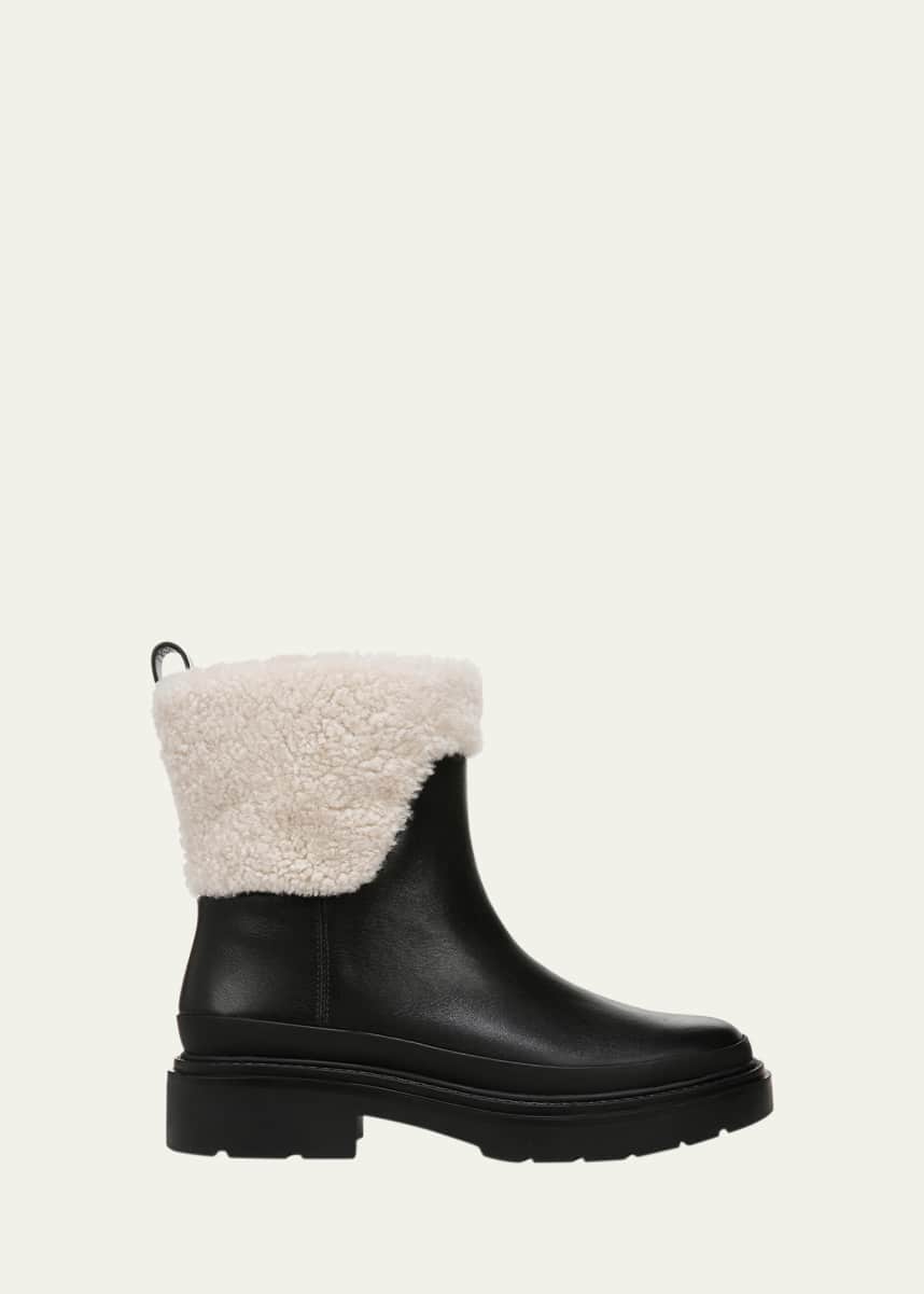 Vince Leather Shearling Winter Booties