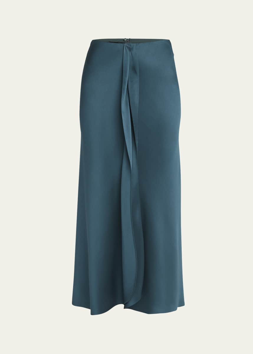 Giorgio Armani Silk Center-Pleat Midi Skirt