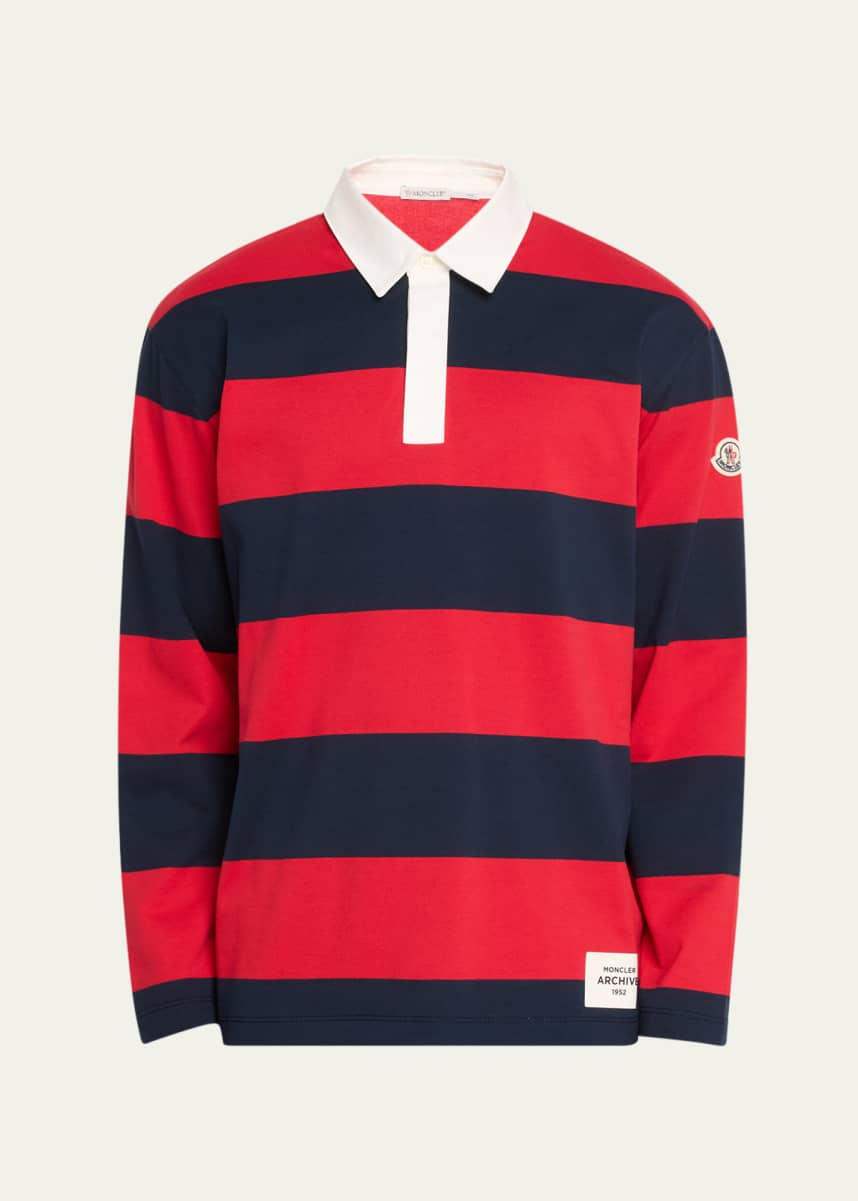 Moncler Men's Striped Rugby Polo Shirt