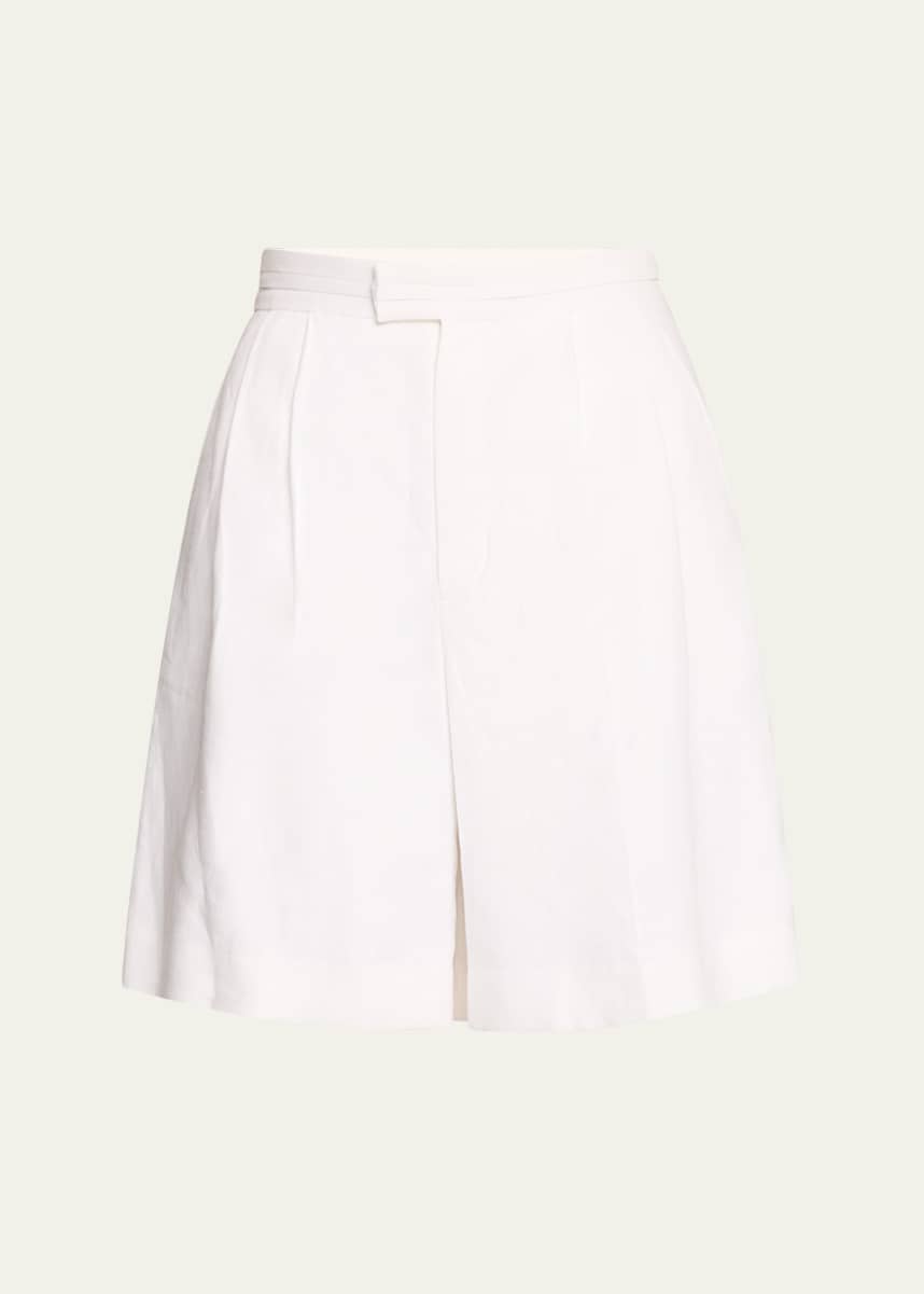 ADEAM Lucia Pleated Linen Shorts