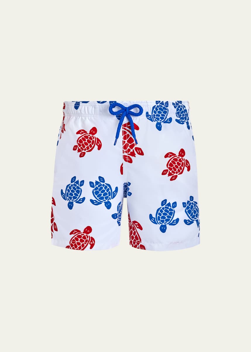 Vilebrequin Boy's Multicolor Turtle-Print Swim Shorts, Size 2-14
