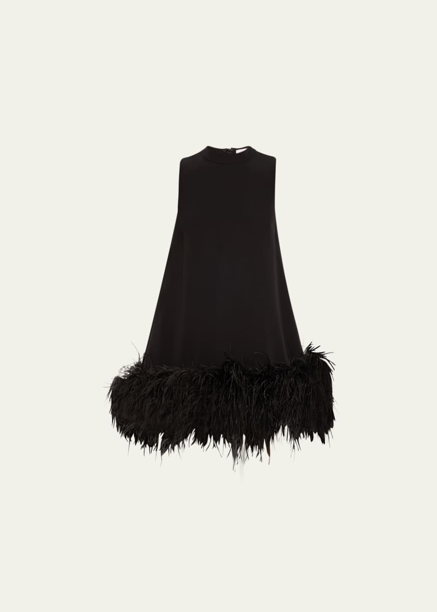 Rachel Gilbert Linc Mini Dress with Feather Trim