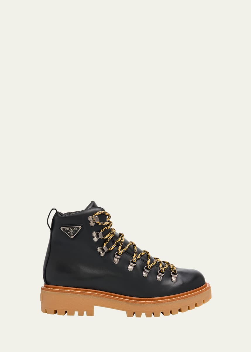 Prada Men's St Mortiz Leather Lace-Up Boots