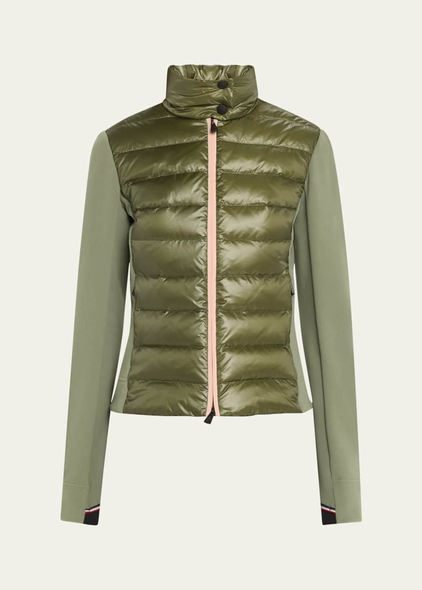 Moncler Grenoble Down Front Fleece Zip-Up Cardigan