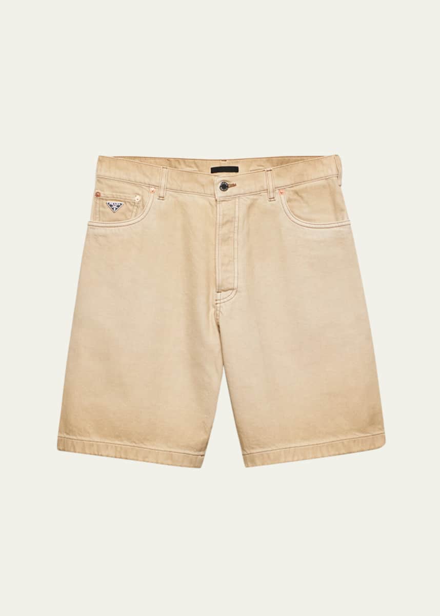 Prada Men's Worn Bull Denim Shorts