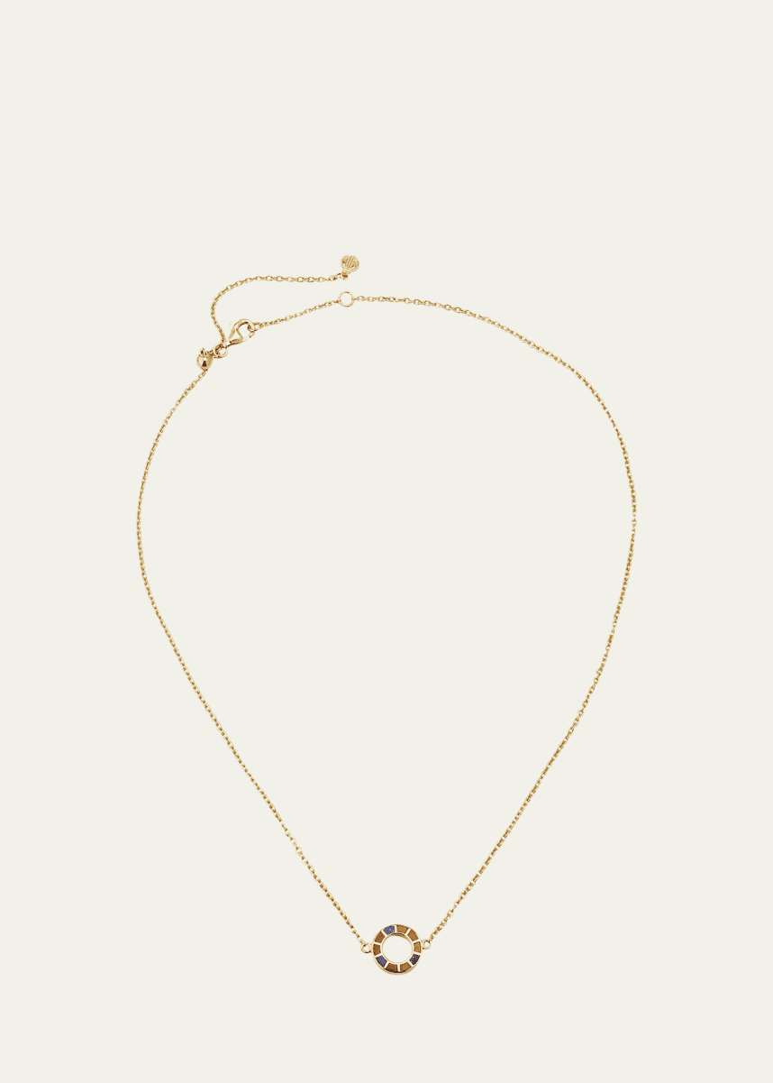 Jan Leslie Lapis, Tigers Eye, and Carnelian Dash Circle Station Necklace