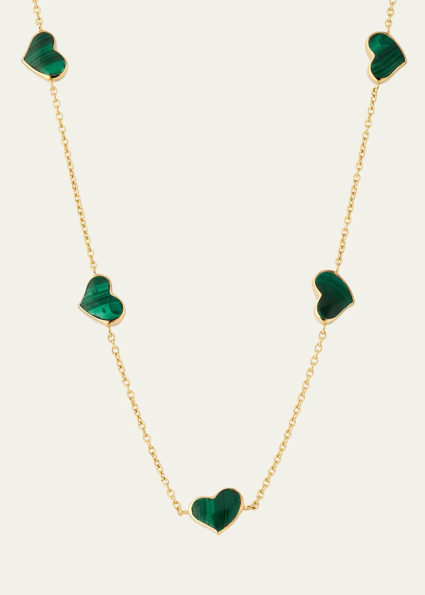 Jan Leslie 18K Gold Plated 5 Station Heart Necklace, 30"L