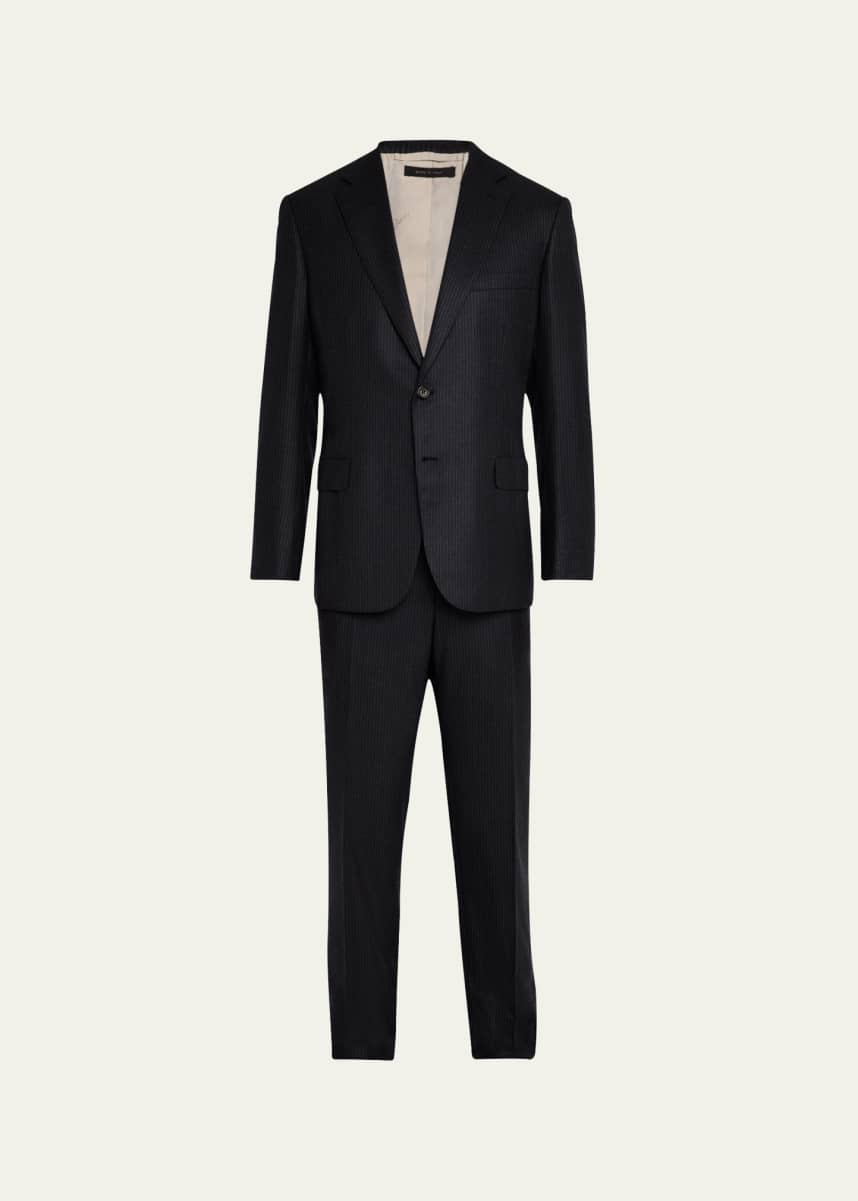 Brioni Men's Brun Pinstripe Escorial Wool Suit