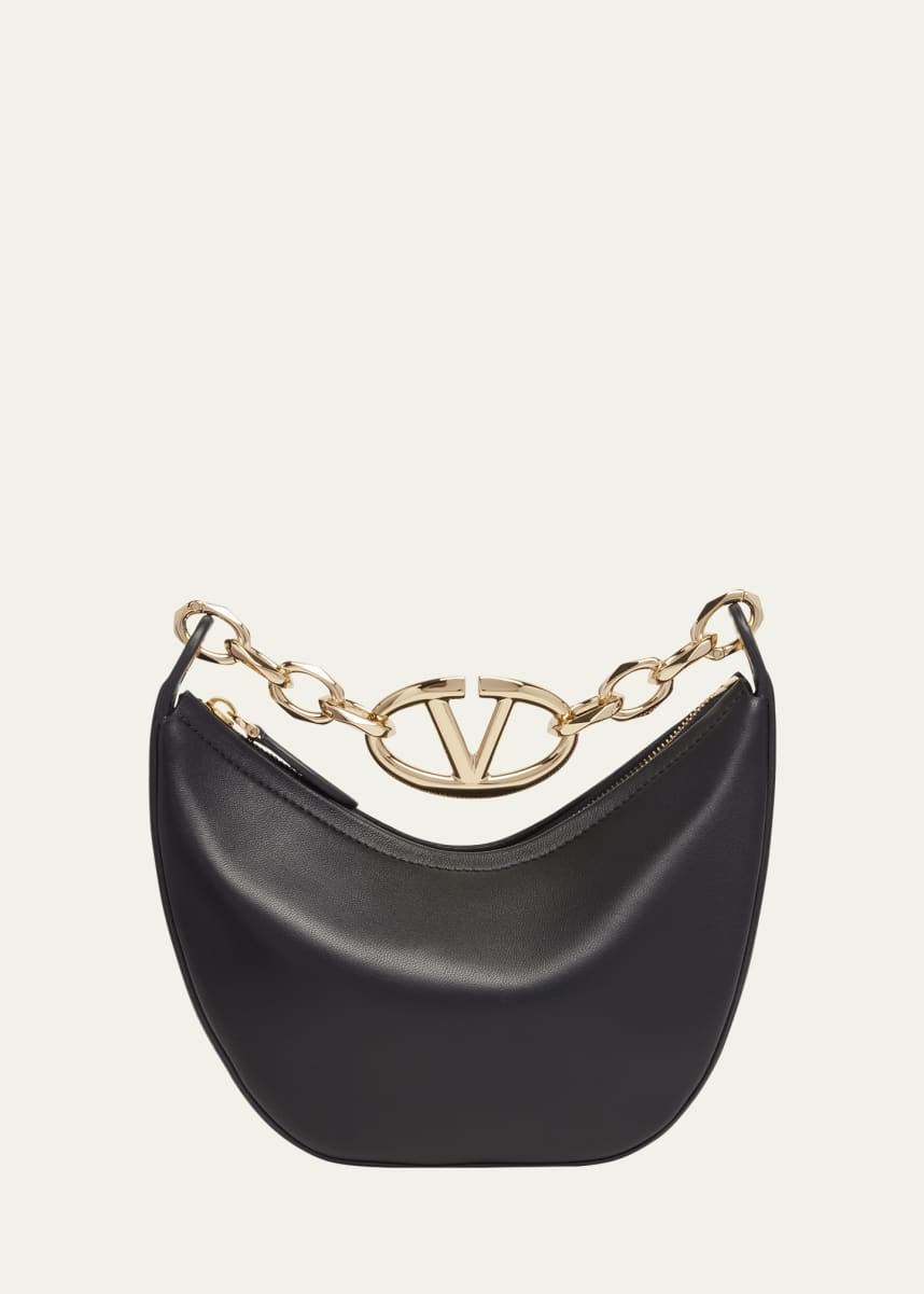 Valentino Garavani VLOGO Mini Moon Calfskin Top-Handle Bag