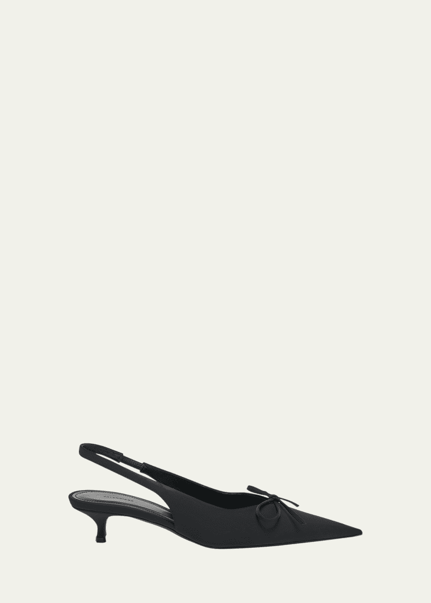 Balenciaga Knife Bow Kitten-Heel Slingback Pumps