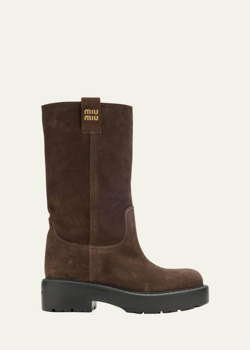 Miu Miu Suede Tall Moto Boots
