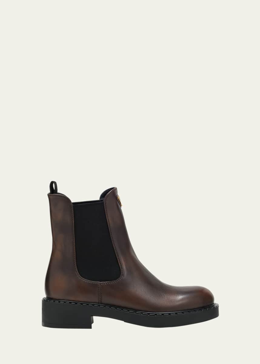 Prada Chocolate Calfskin Chelsea Ankle Boots