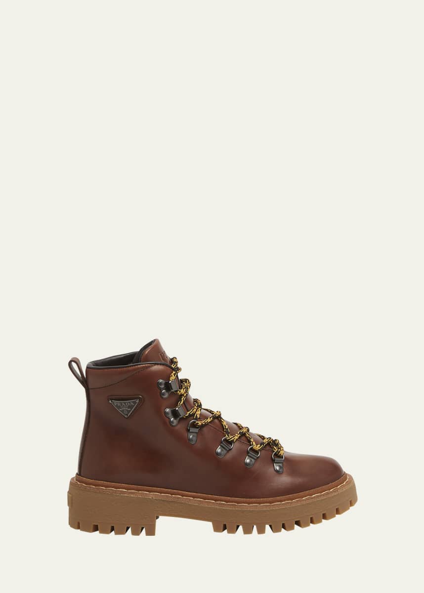 Prada St. Moritz Calfskin Hiker Boots