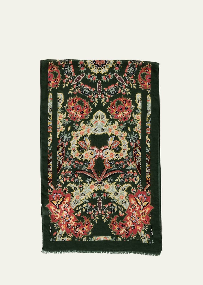 Etro Tosca Floral Wool-Blend Scarf
