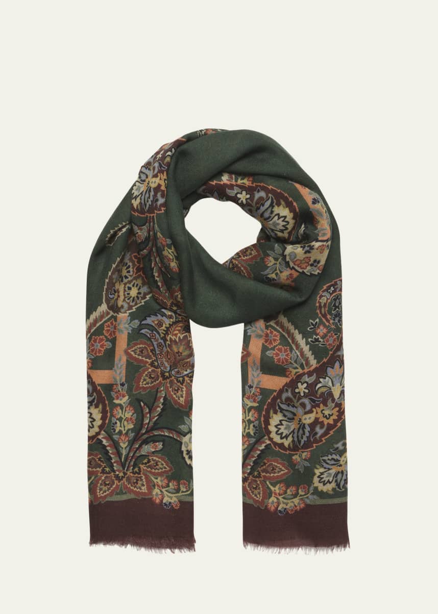 Etro Floral Wool-Cashmere Scarf