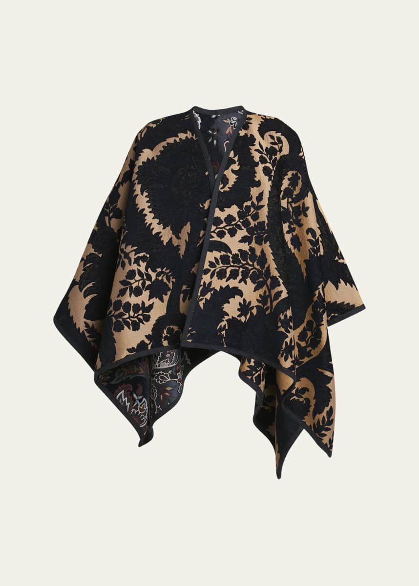 Etro Reversible Floral Jacquard Cape