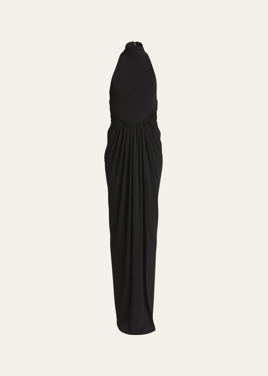 ALAIA High Neck Draped Waist Gown